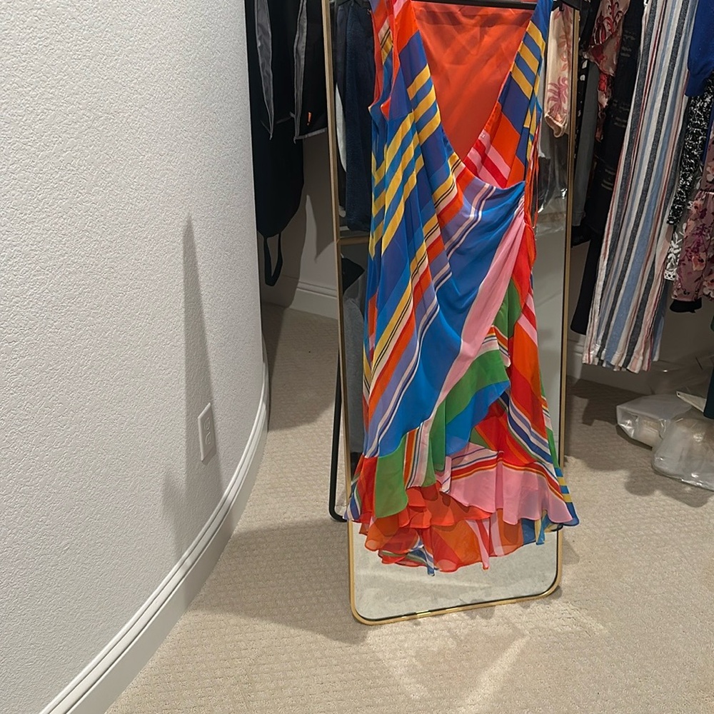 Vintage Ralph Lauren Colorful Striped Midi Dress